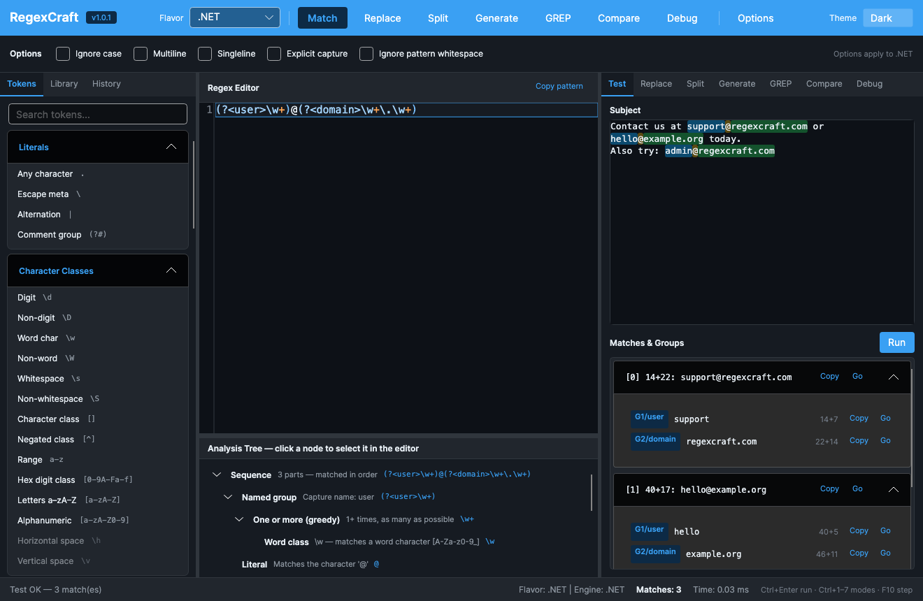 Match mode in dark theme
